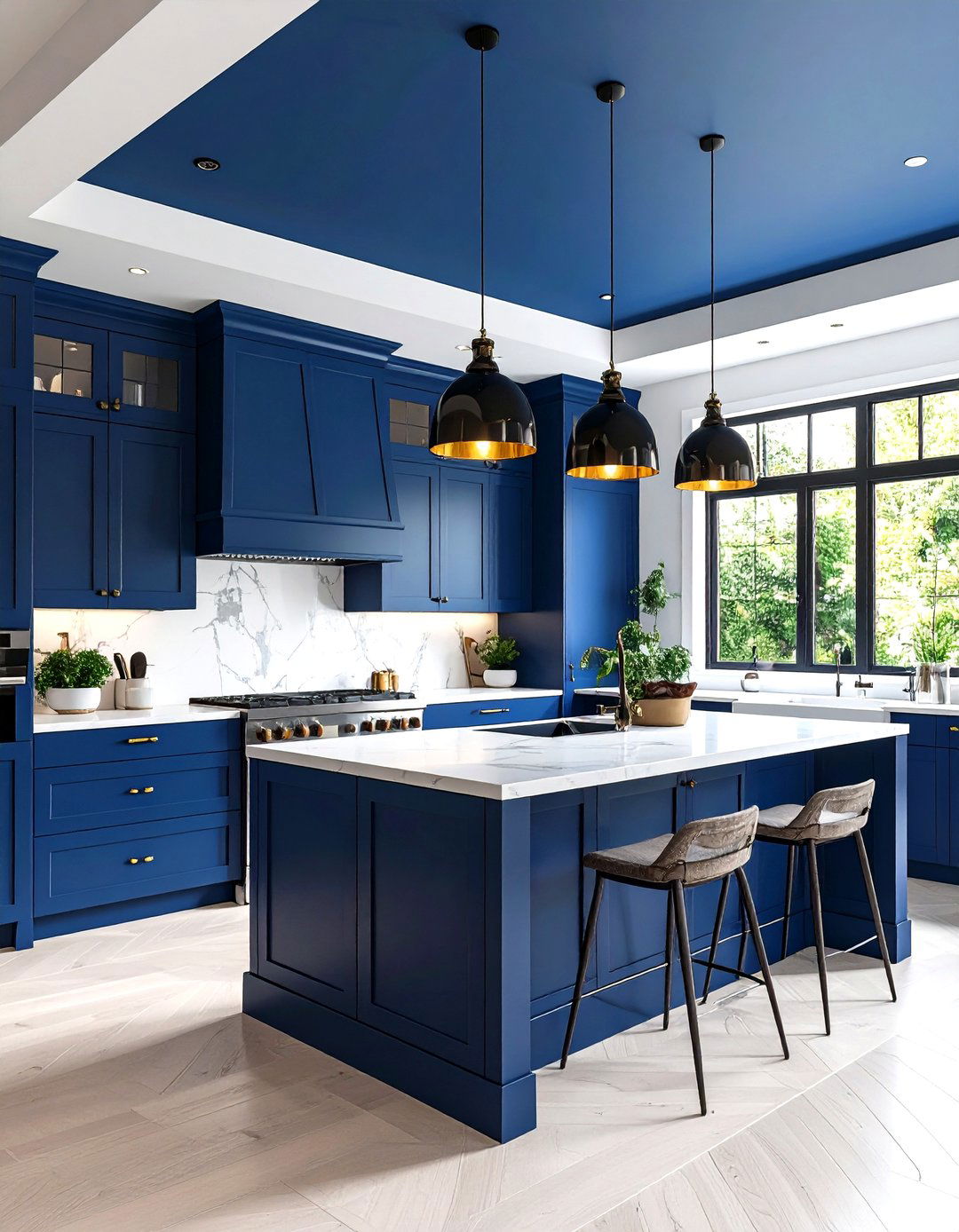 Contrasting Color Soffit with Bold Accent Appeal - 24 Kitchen Soffit Ideas