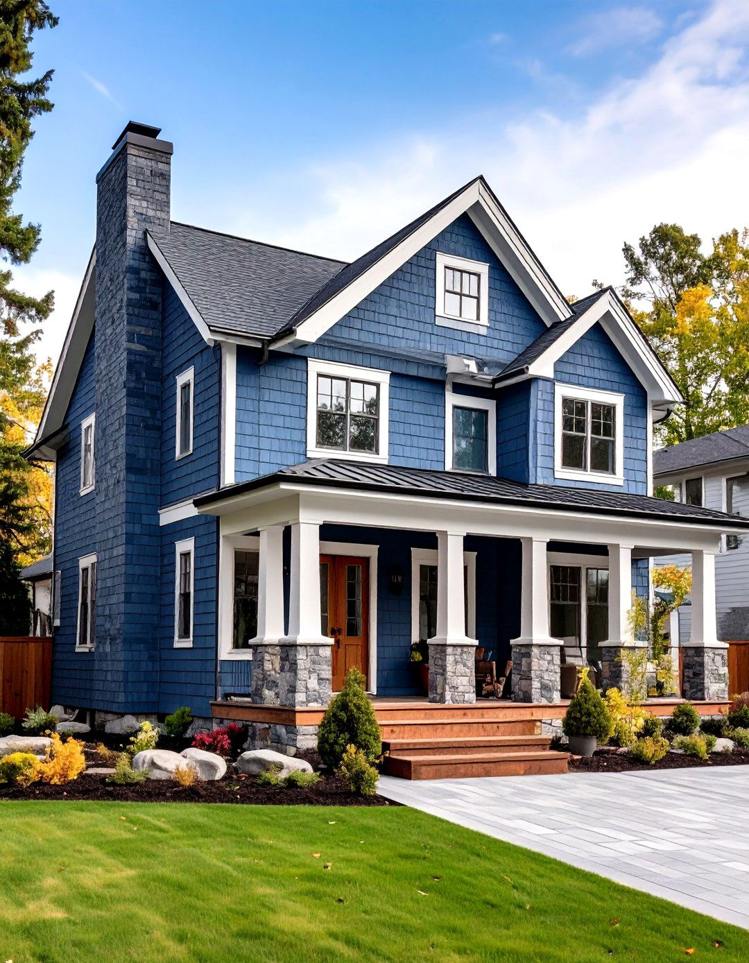 Cool Blue Gray Coastal Modern - 24 Painted Brick Houses