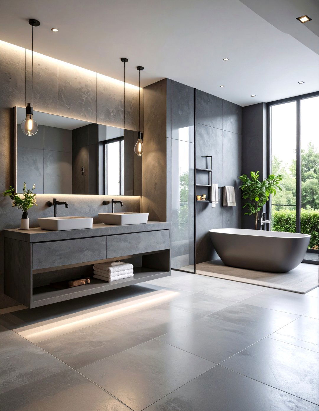 Cool Gray and Stainless Steel Industrial - 24 Hallway Bathroom Ideas