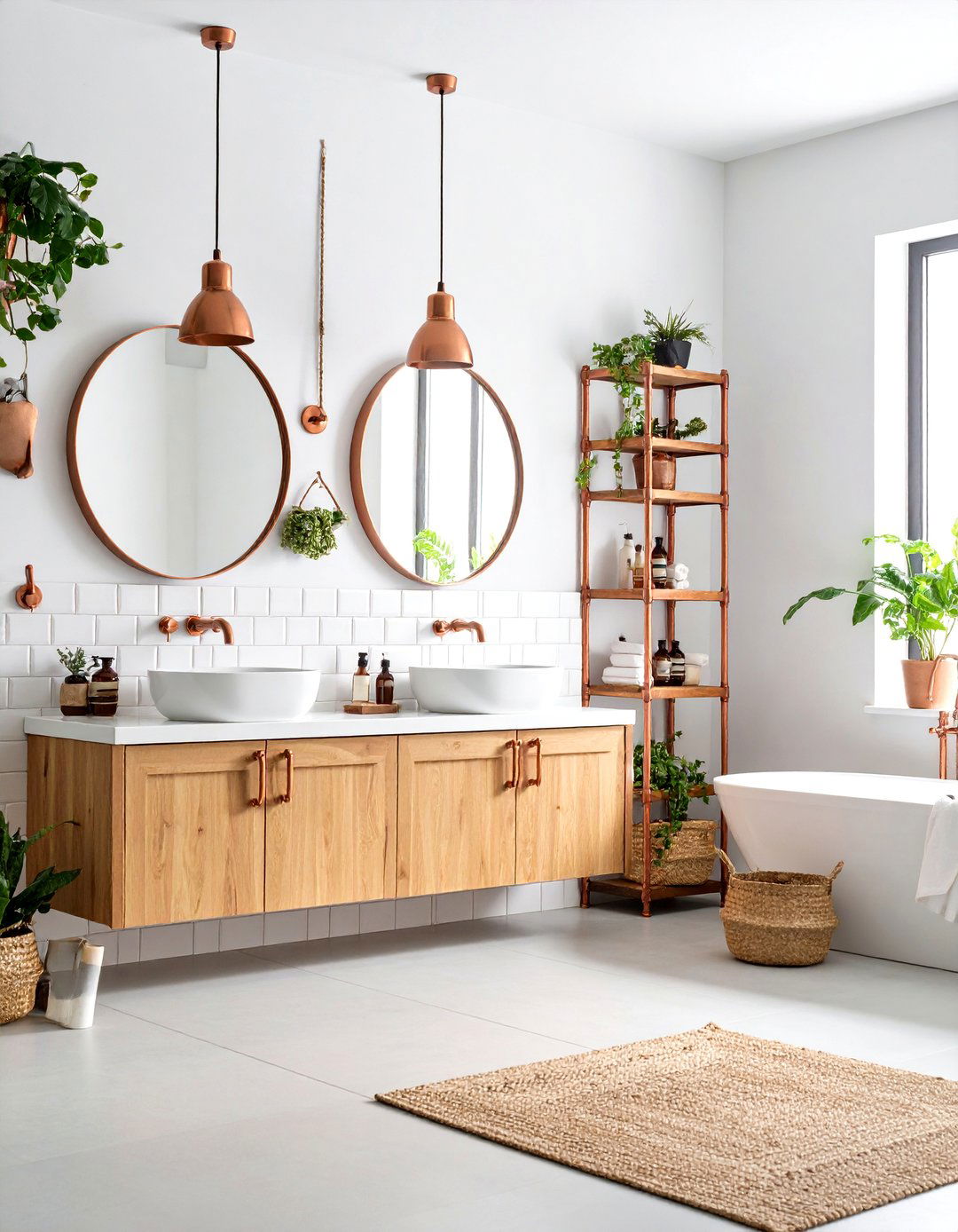 Copper Accent Modern Bathroom - 24 Apartment Bathroom Ideas