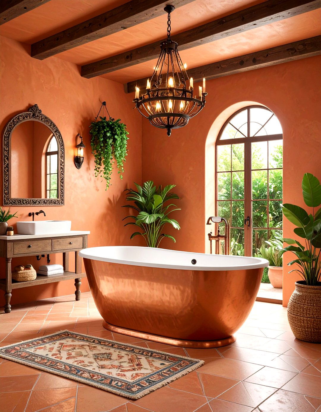 Copper Bathtub Hacienda Retreat - 24 Mexican Bathroom Ideas