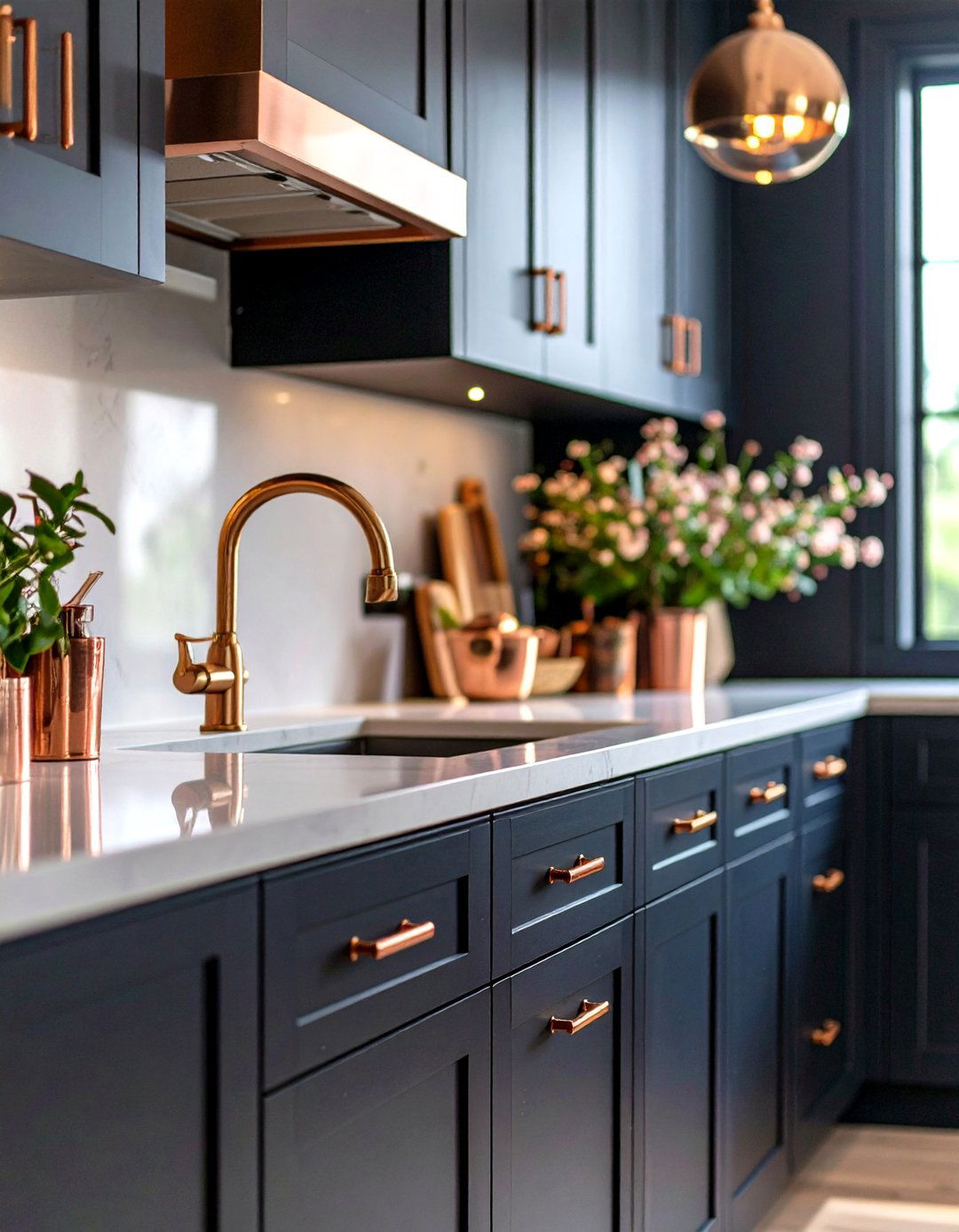 Copper Cabinet Hardware Accents - 24 black and copper kitchen ideas
