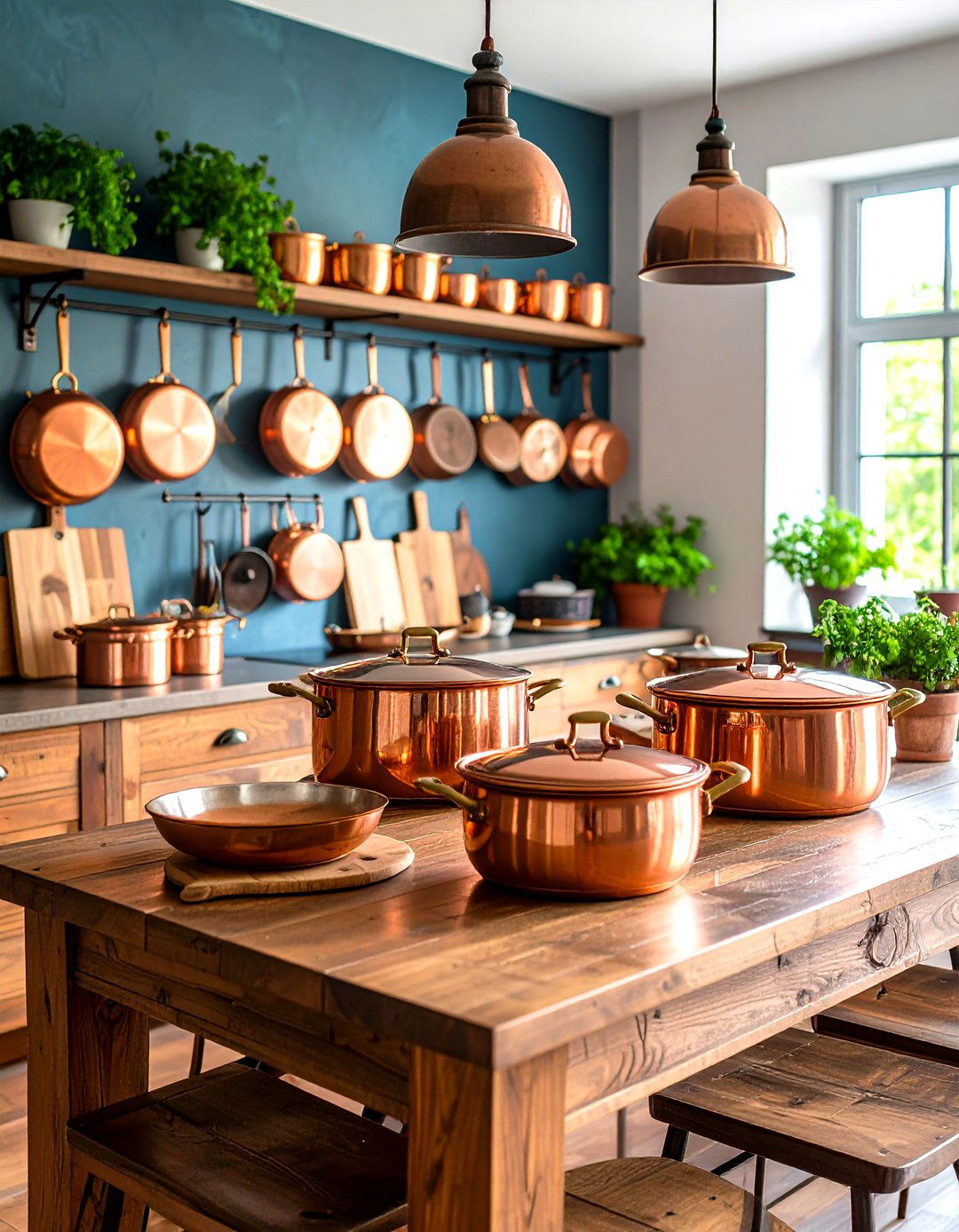 Copper Cookware Display Showcase - 24 Parisian Dining Room Ideas