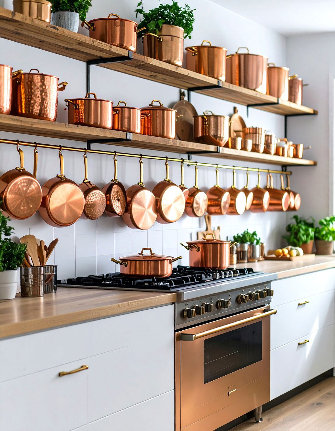 Copper Cookware Displays - 24 Boho Kitchen Ideas