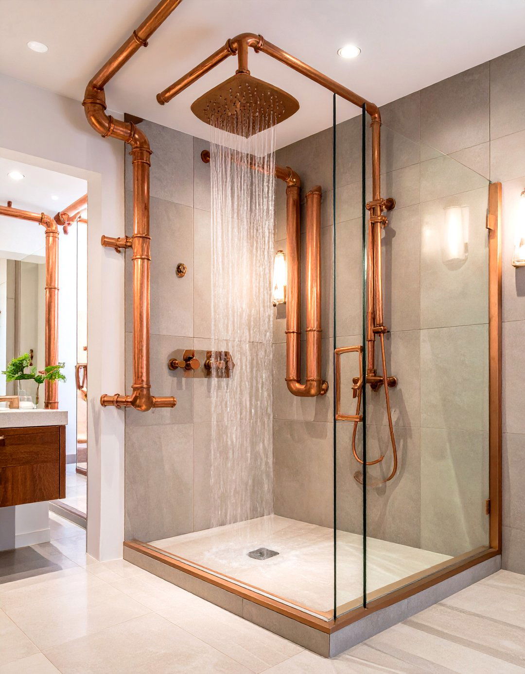 Copper Fixture Showcase - 24 Rustic Walk-in Shower Ideas