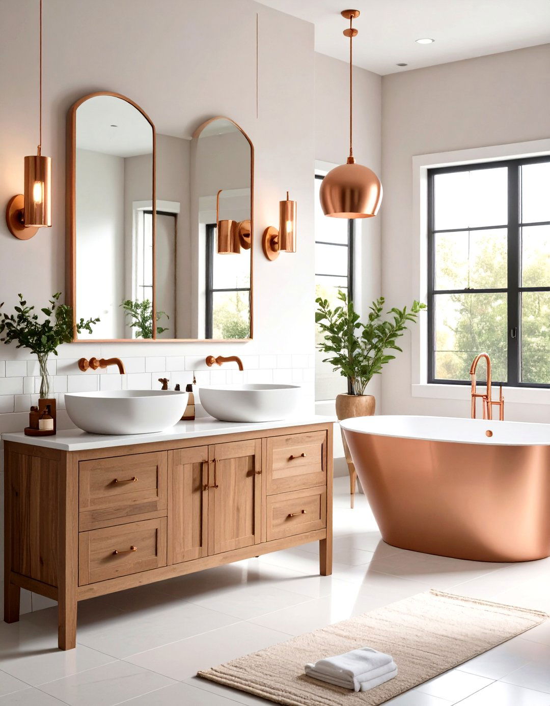 Copper Fixtures Modern Farmhouse Bathroom Accents - 24 Modern Farmhouse Bathroom Ideas