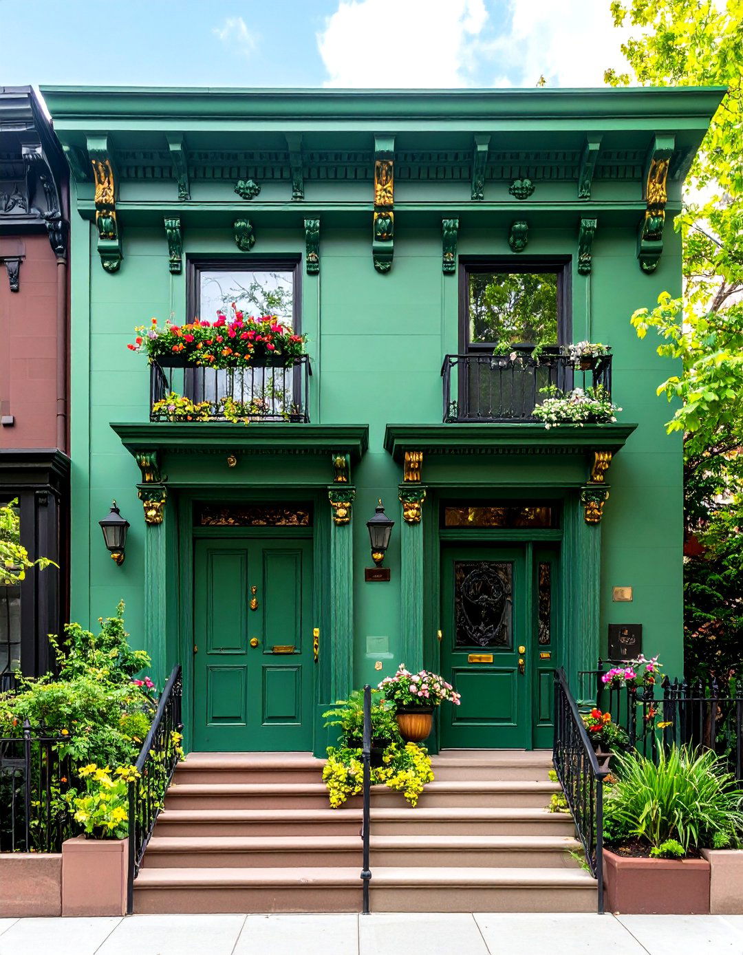 Copper Green Victorian Brownstone - 24 Green Victorian House Colors