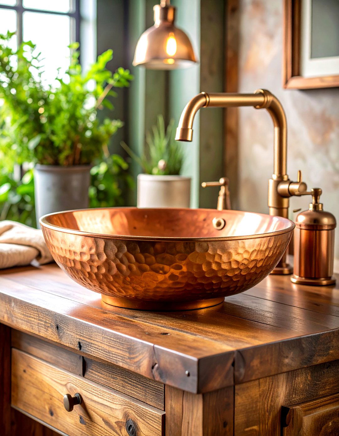 Copper Hammered Vessel Bathroom Sinks - 24 Bathroom Sink Ideas