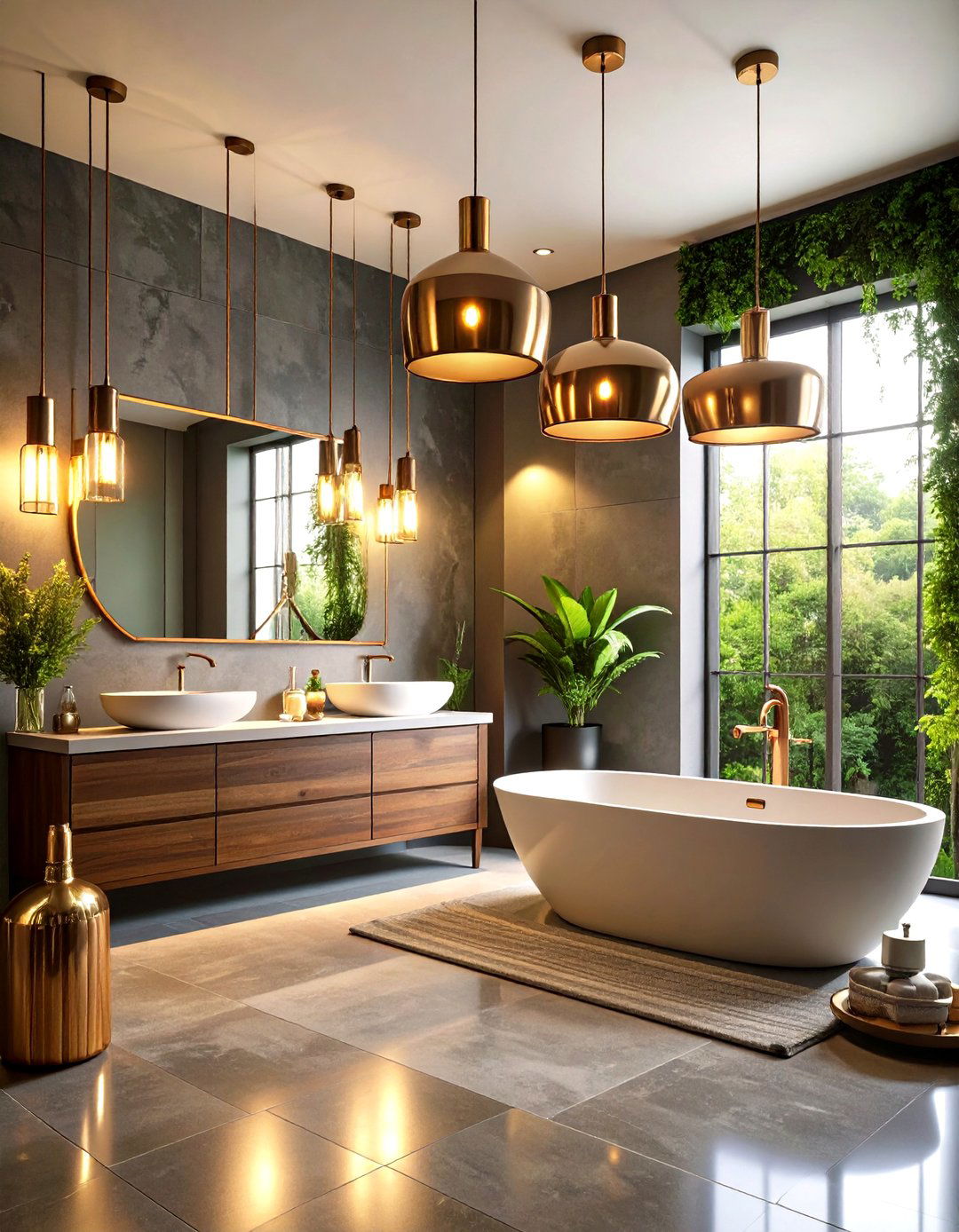 Copper Lighting Fixtures - 24 Cozy Bathroom Ideas