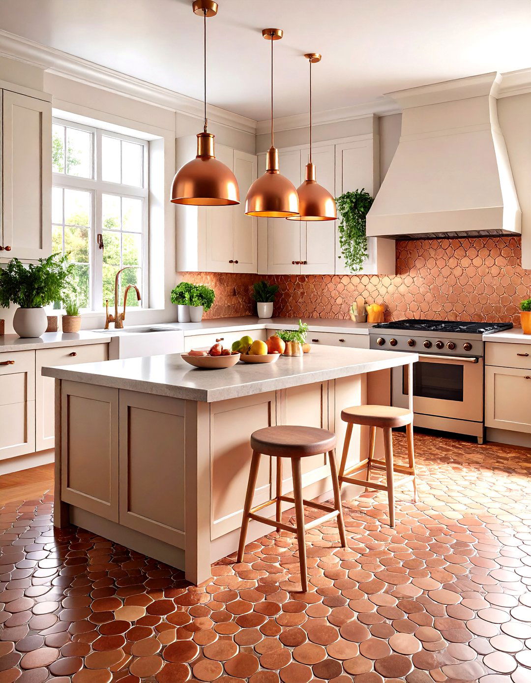 Copper Penny Round Mosaic - 24 Rustic Backsplash Ideas