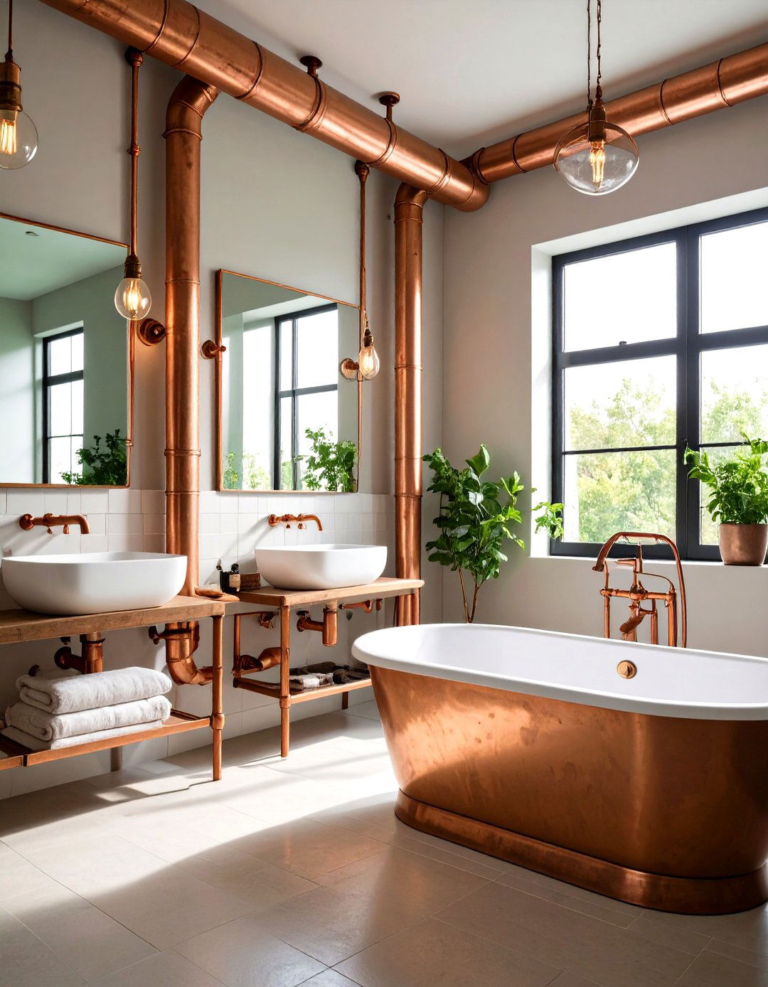Copper Pipe Accent Elements - 24 Industrial Interior Design Style Ideas