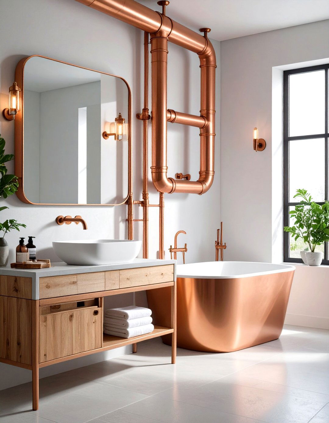 Copper Pipe Industrial Display - 24 Bathroom Towel Rack Ideas