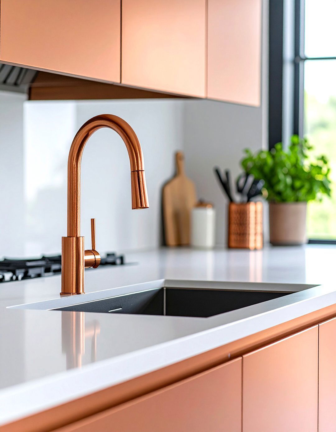 Copper Pot Filler Installation - 24 black and copper kitchen ideas