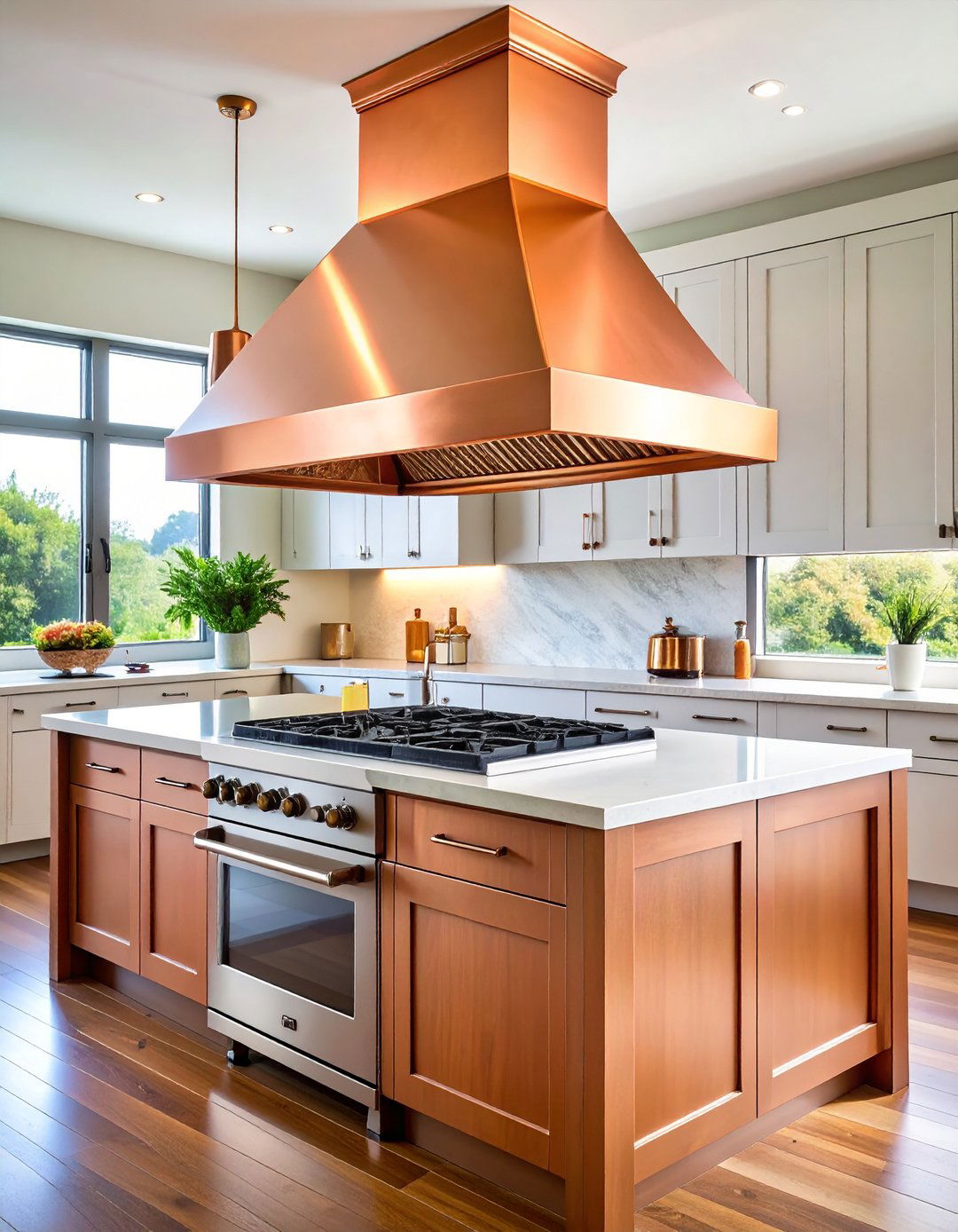 Copper Statement Island Hood - 24 Range Hood Ideas