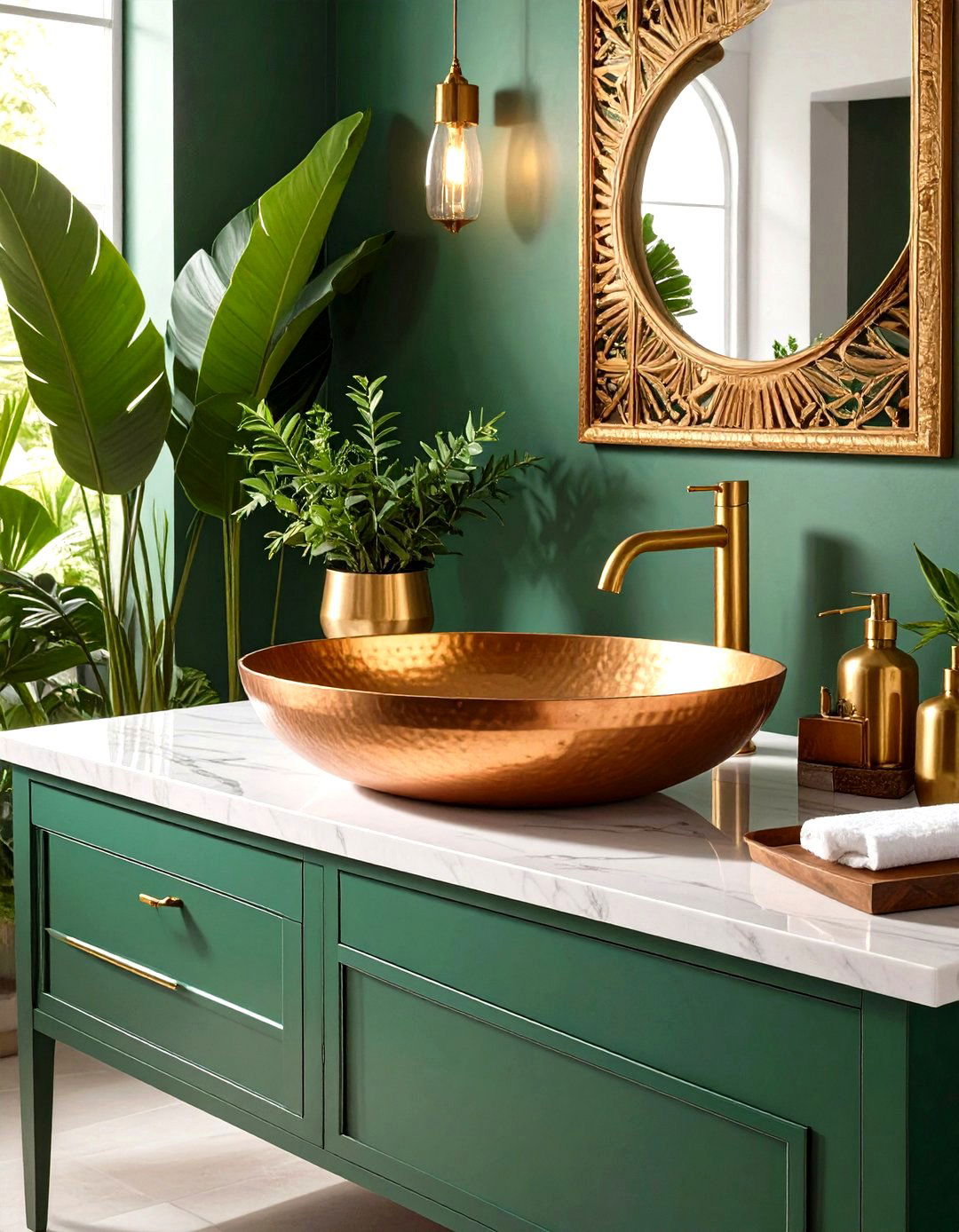 Copper Vessel Sink Statements - 24 Spanish Style Bathroom Ideas