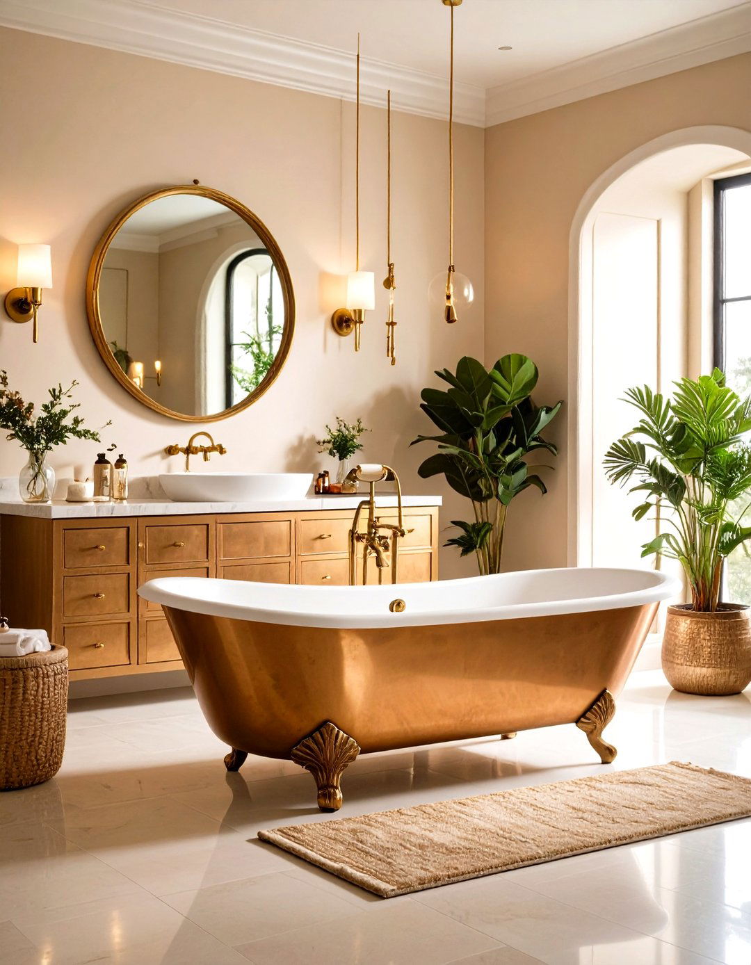 Copper and Brass Accents - 24 Vintage Bathroom Ideas
