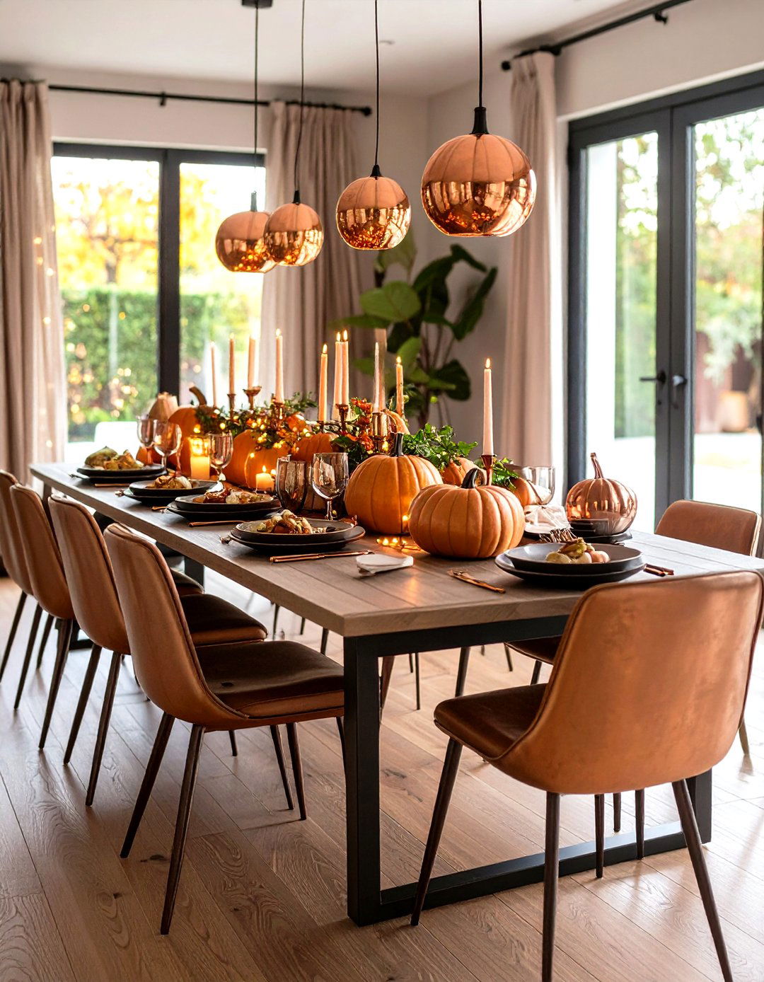 Copper and Bronze Metallic Accents - 24 Thanksgiving Decor Ideas