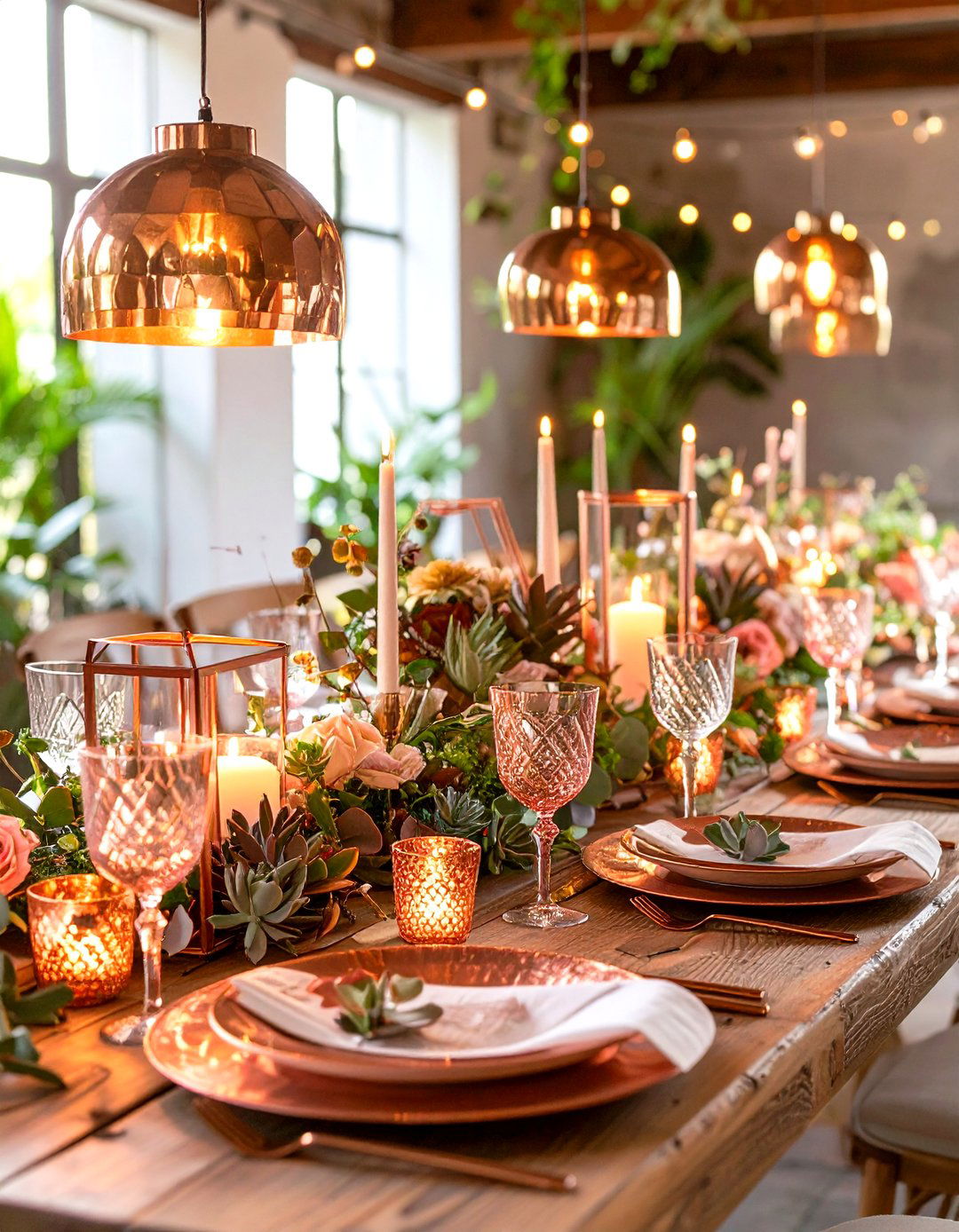 Copper and Rose Gold Accent Details - 24 Fall Wedding Décor Ideas