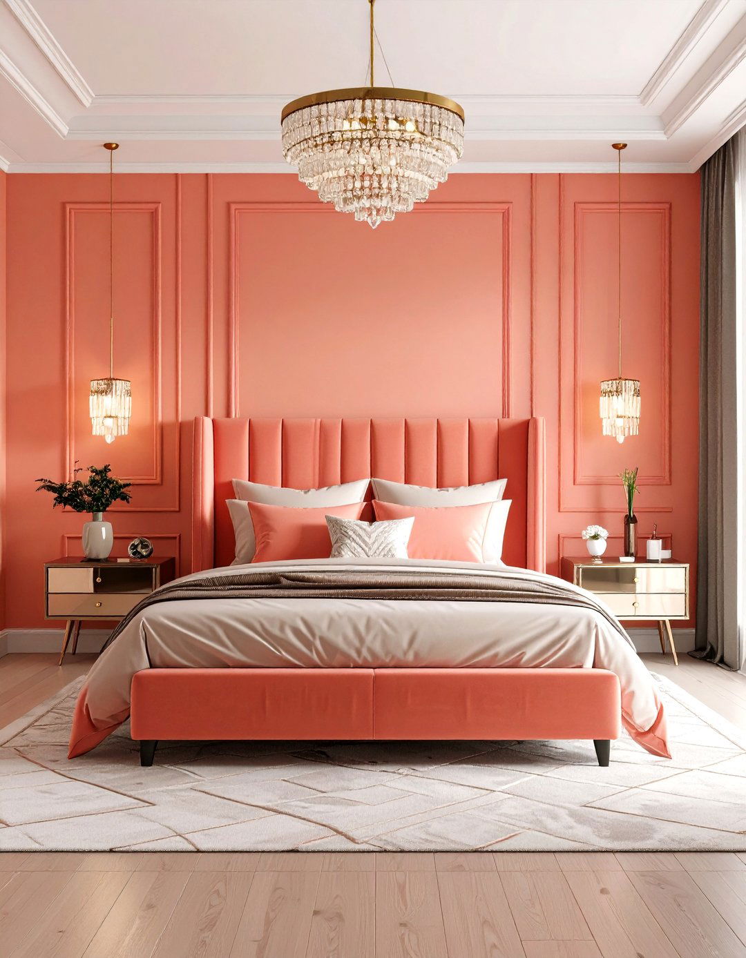 Coral Art Deco Bedroom - 24 Coral Bedroom Ideas