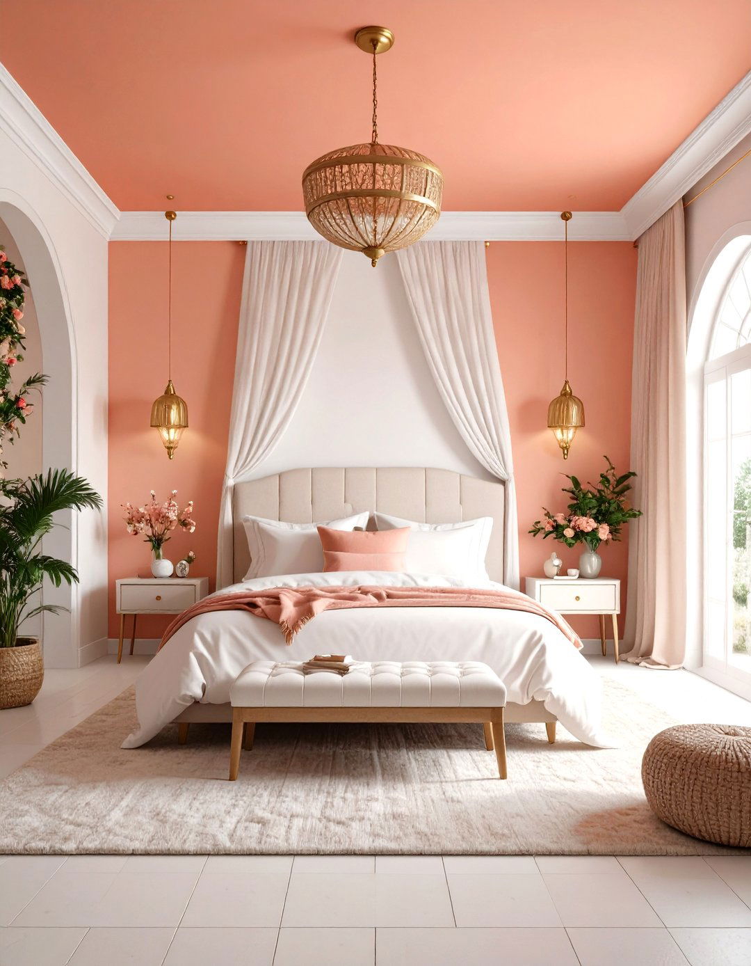 Coral Ceiling Warmth - 24 Ceiling Paint Ideas