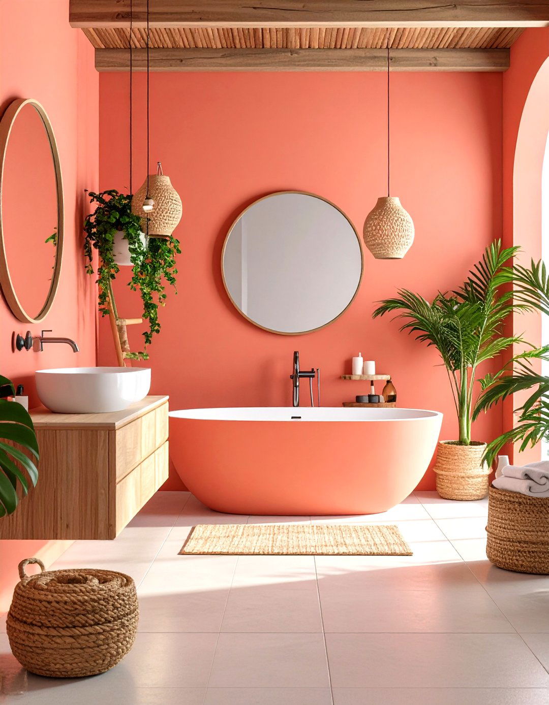 Coral Coastal Bathroom Retreat - 24 Red Bathroom Ideas