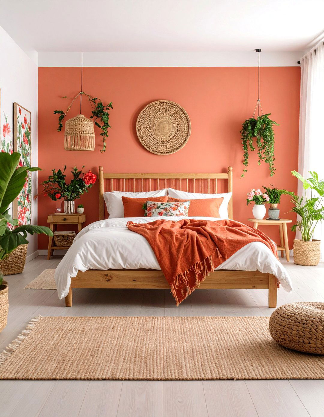 Coral Floral Garden Bedroom - 24 Coral Bedroom Ideas