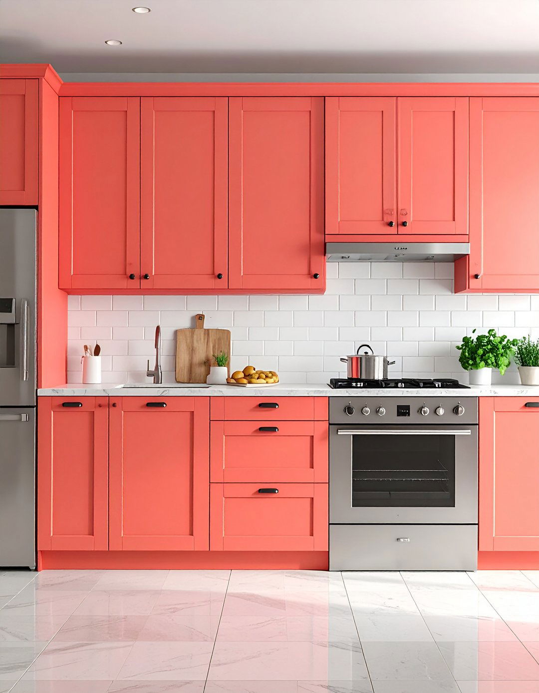 Coral Kitchen Cabinets - 24 Pink Room Ideas