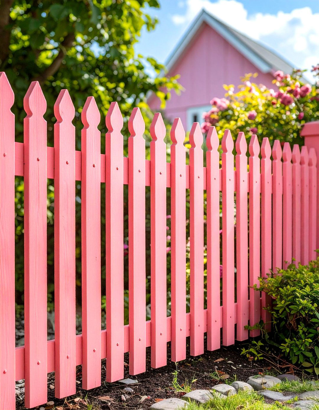 Coral Pink Cottage Garden Fence - 24 Fence Paint Colours