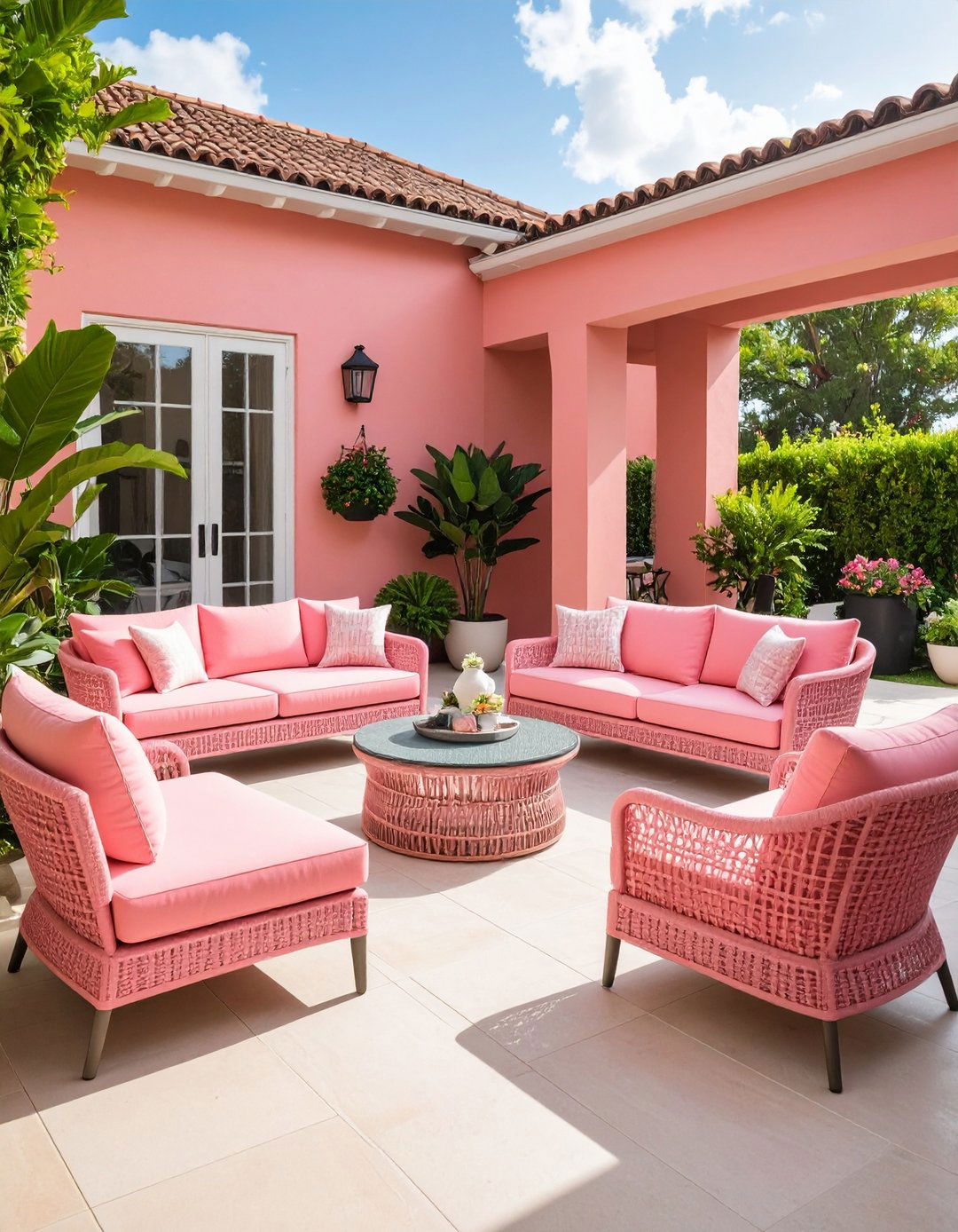 Coral Pink Outdoor Patio - 24 Pink Room Ideas