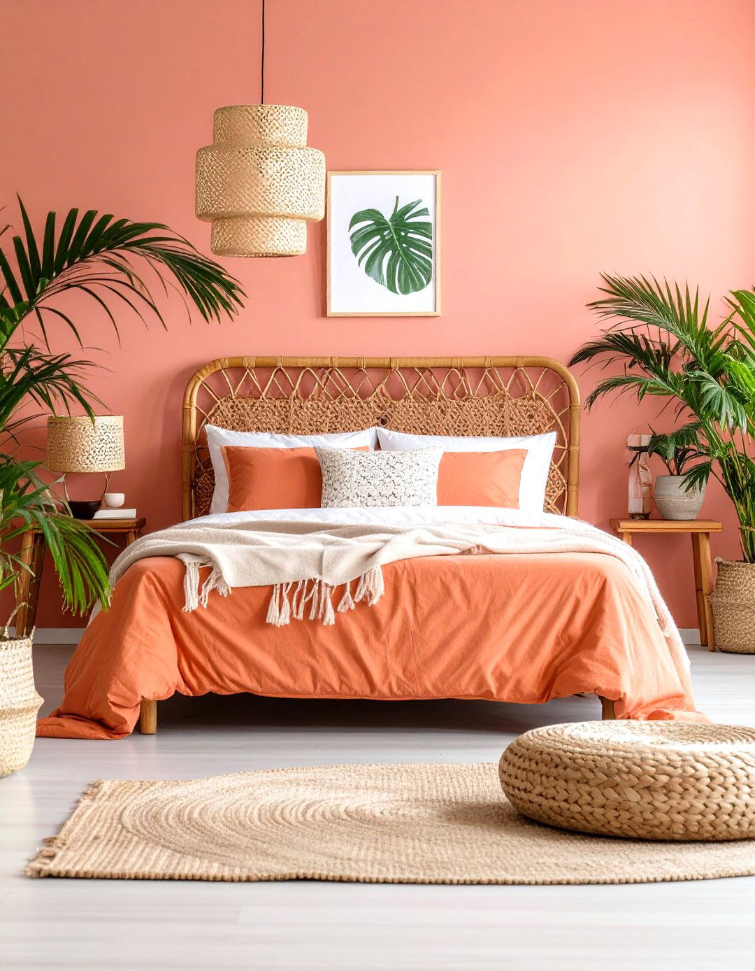 Coral Pink Tropical Bedroom - 24 Pastel Bedroom Ideas