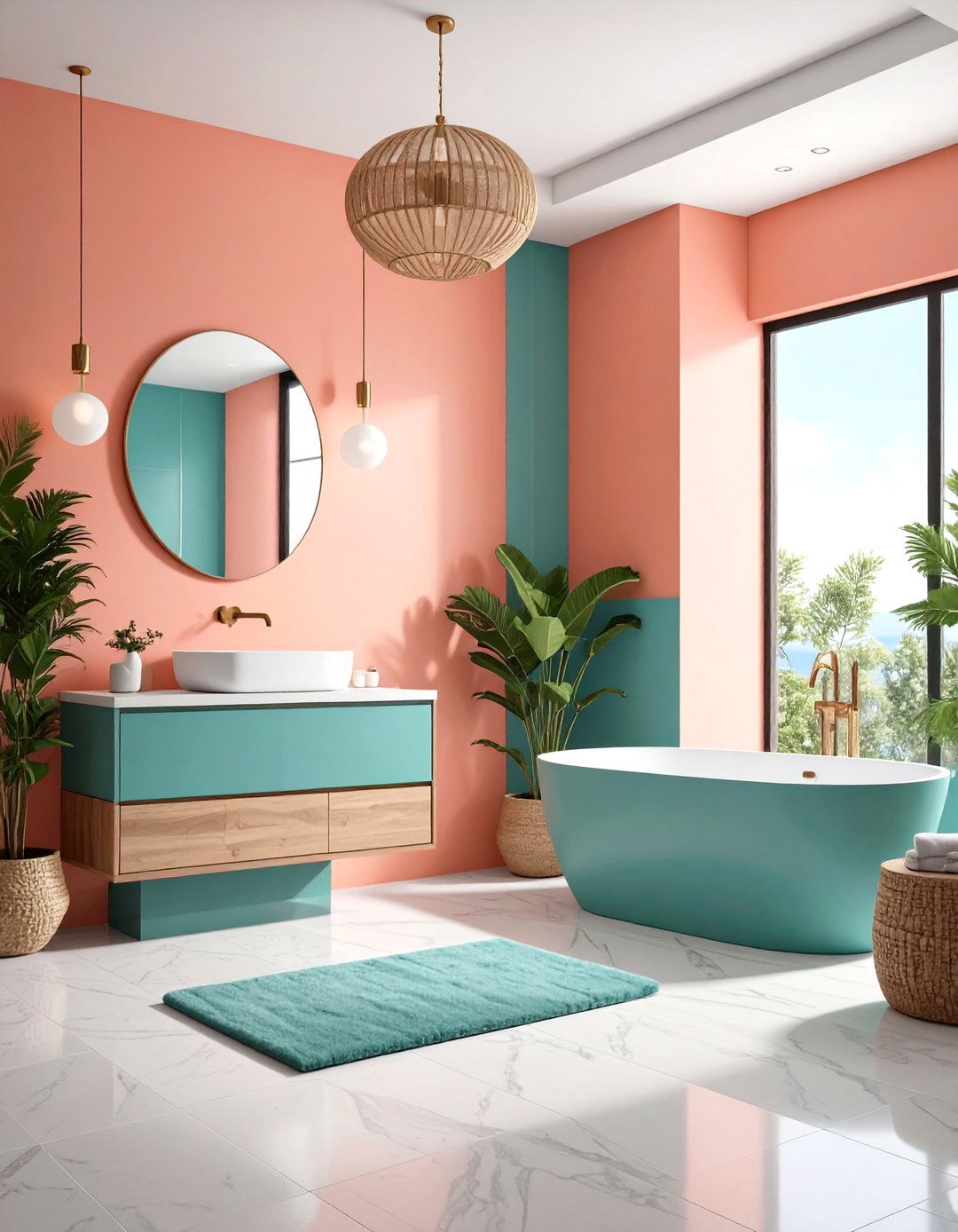 Coral Reef Color Explosion - 24 Tropical Bathroom Ideas