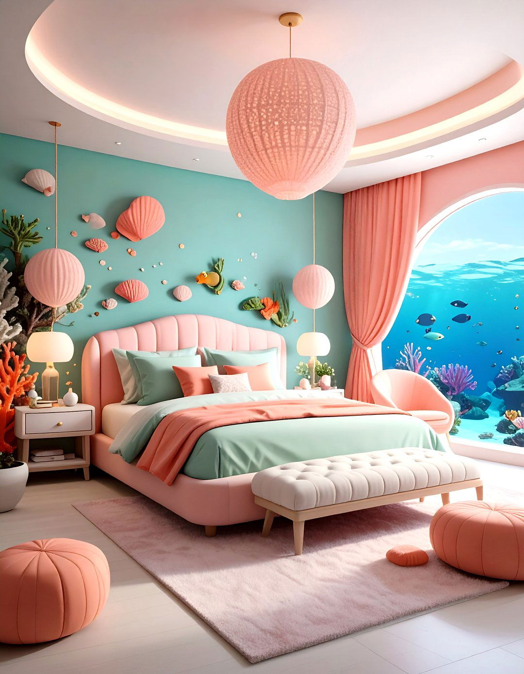 Coral Reef Underwater Bedroom Fantasy - 24 Tropical Bedroom Ideas