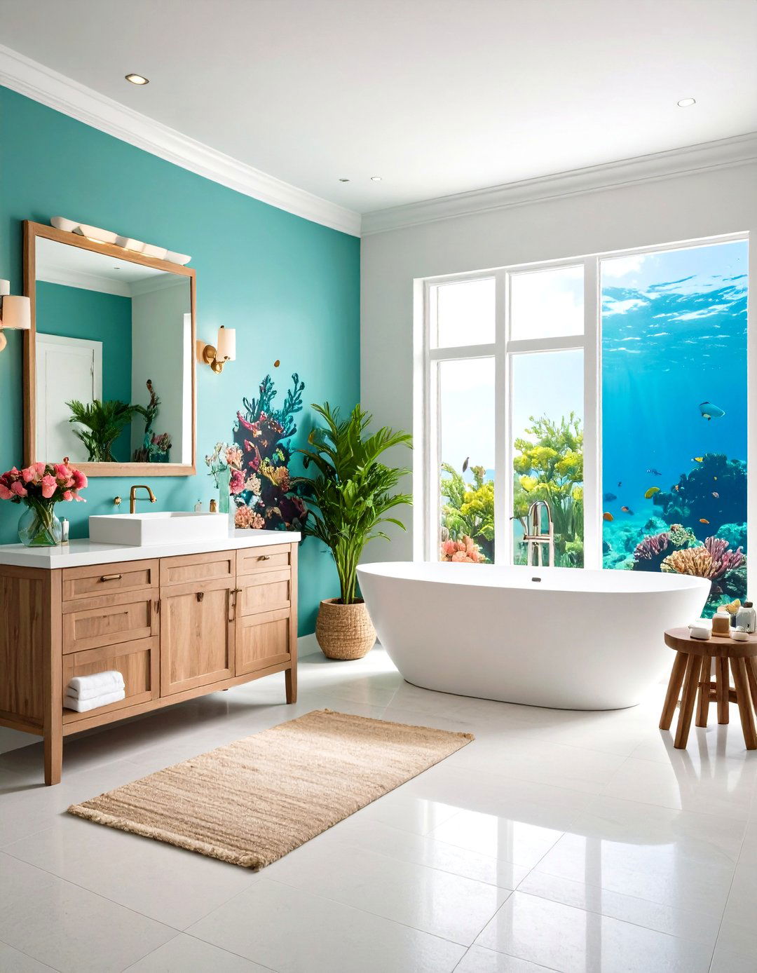Coral Reef Wallpaper for Coastal Bathrooms - 24 Wallpaper Ideas