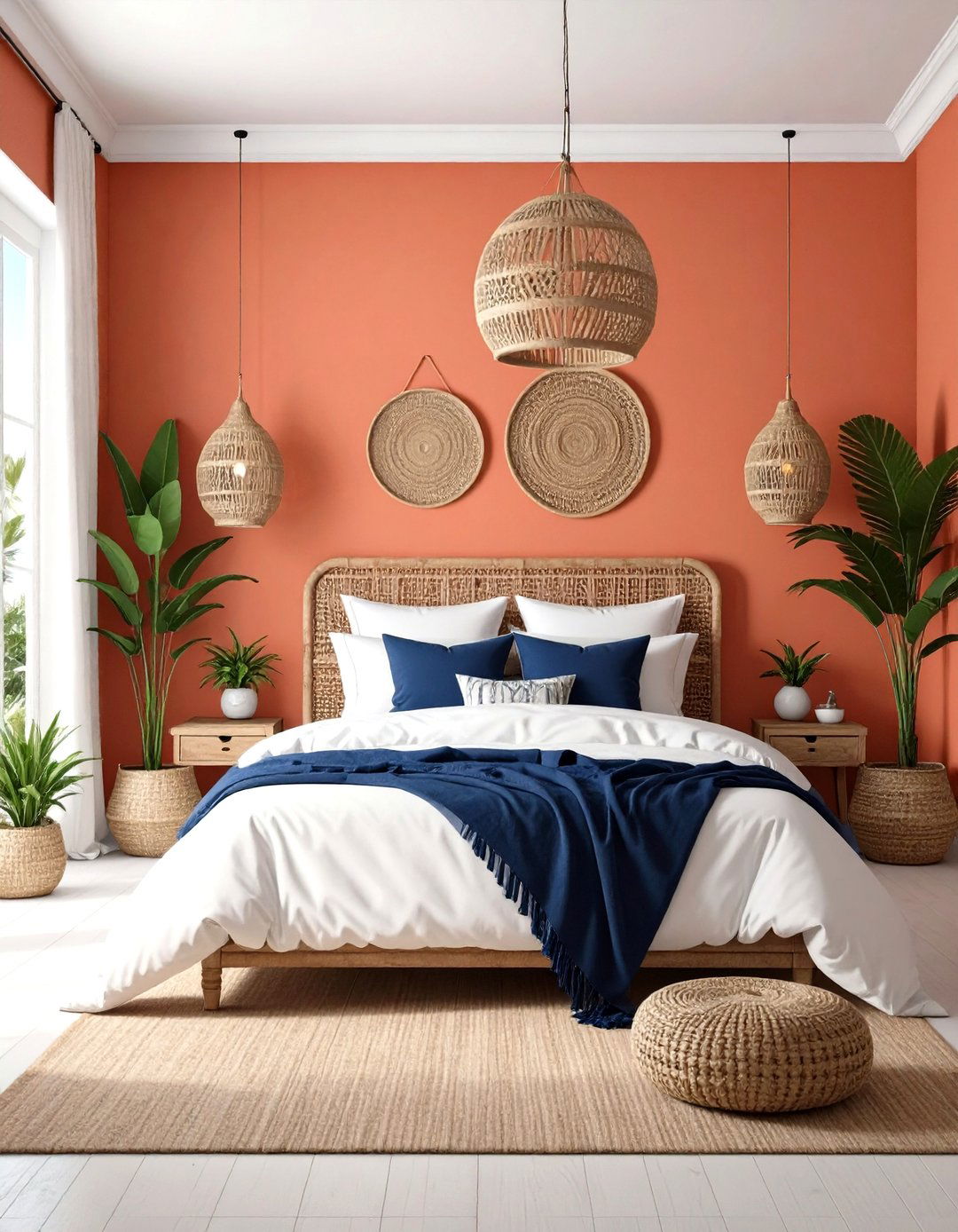 Coral Wall Paint Schemes - 24 Orange Bedroom Ideas