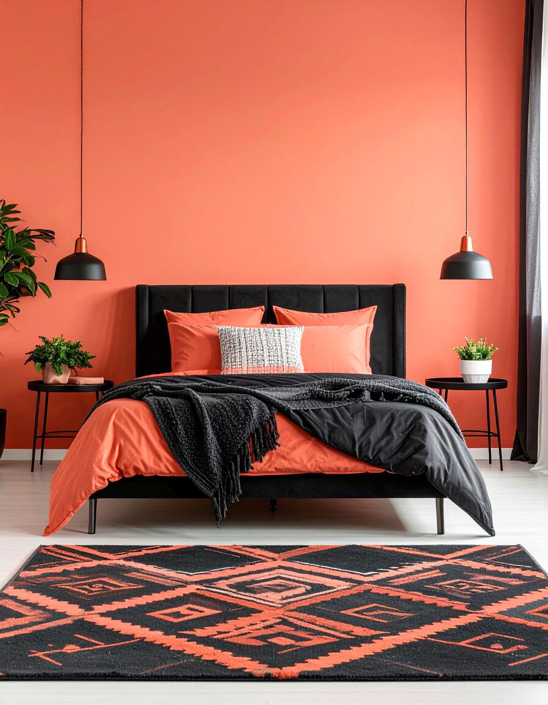 Coral and Black Bedroom - 24 Coral Bedroom Ideas