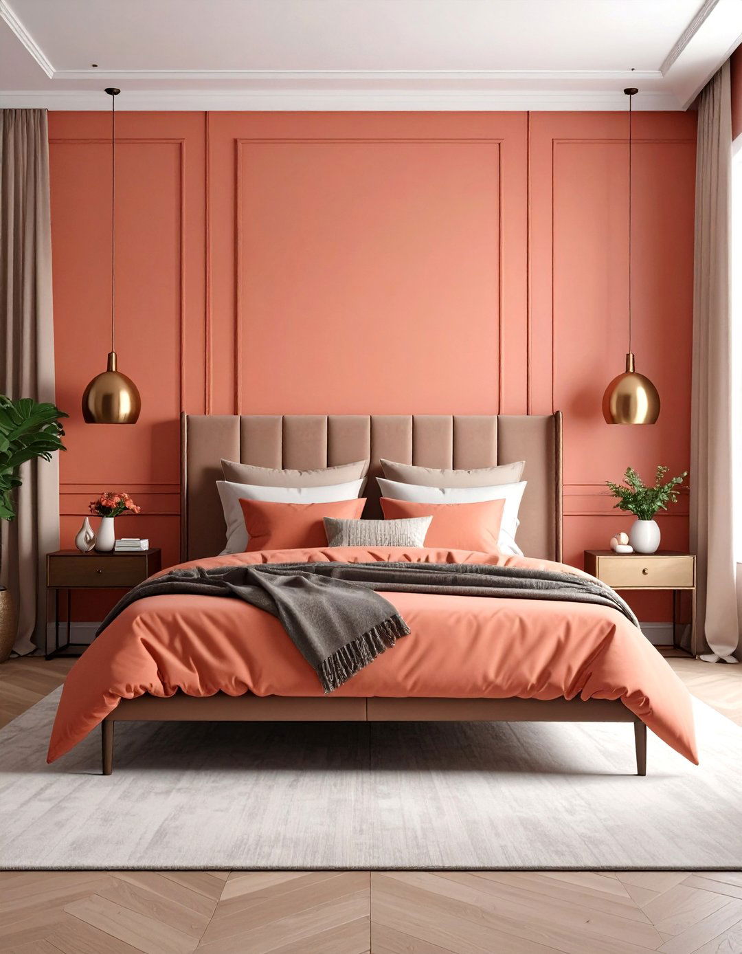 Coral and Bronze Bedroom - 24 Coral Bedroom Ideas