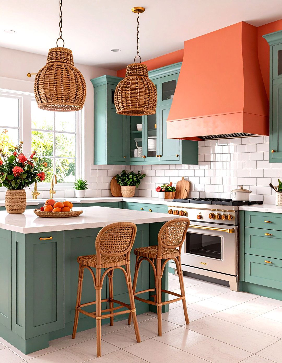 Coral and Seafoam Green Color Palette - 24 Tropical Kitchen Ideas