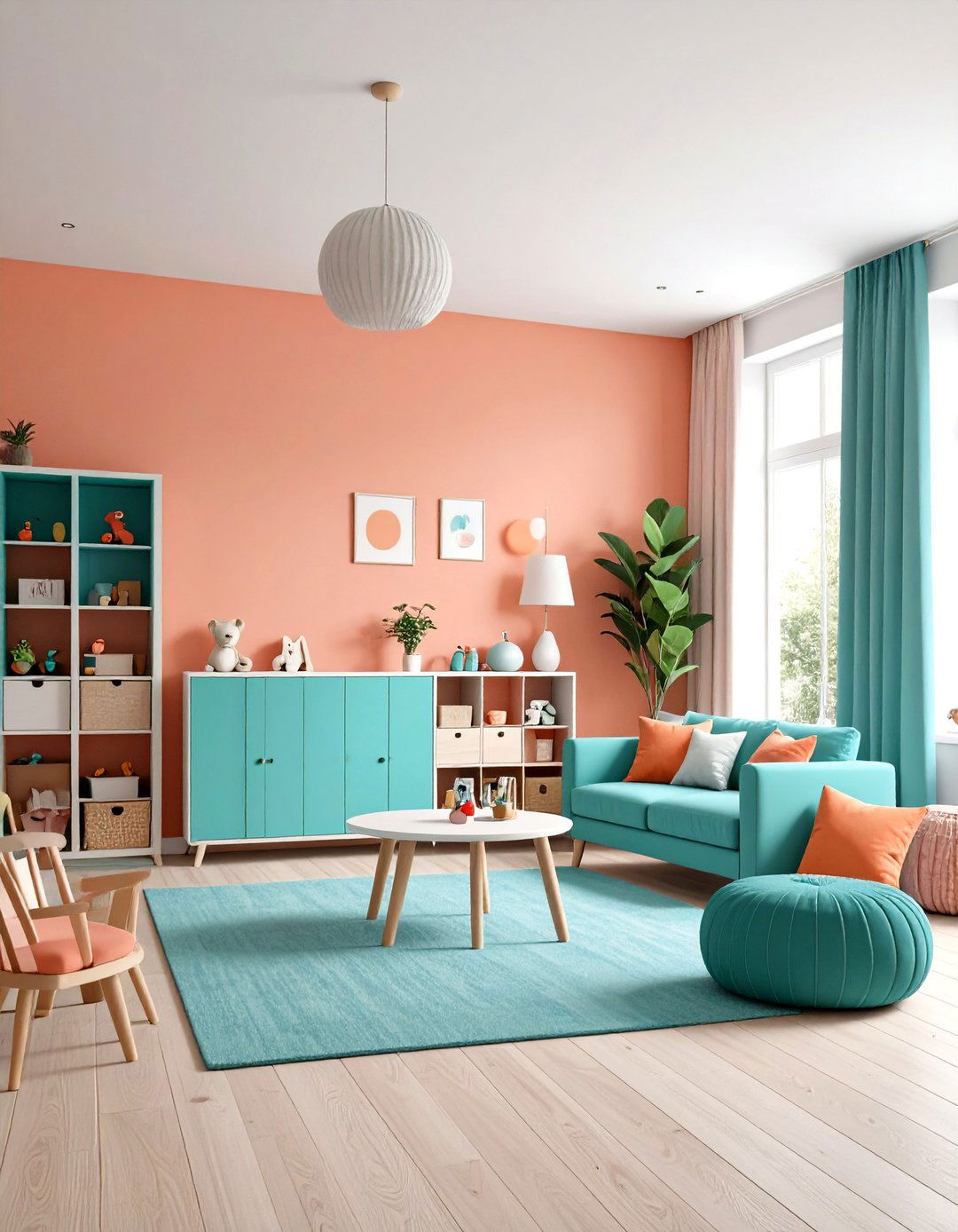 Coral and Teal Playroom Energy - 24 Pastel Colour Ideas for Your Home