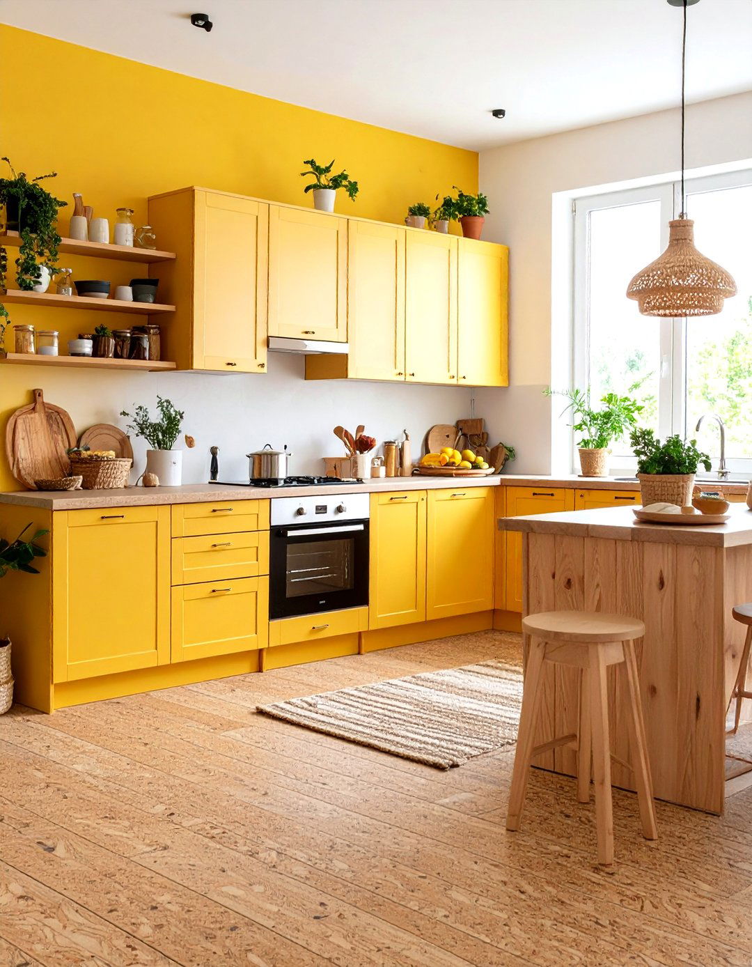 Cork Floors with Soft Yellow Walls - 24 Floor and Wall Color Ideas
