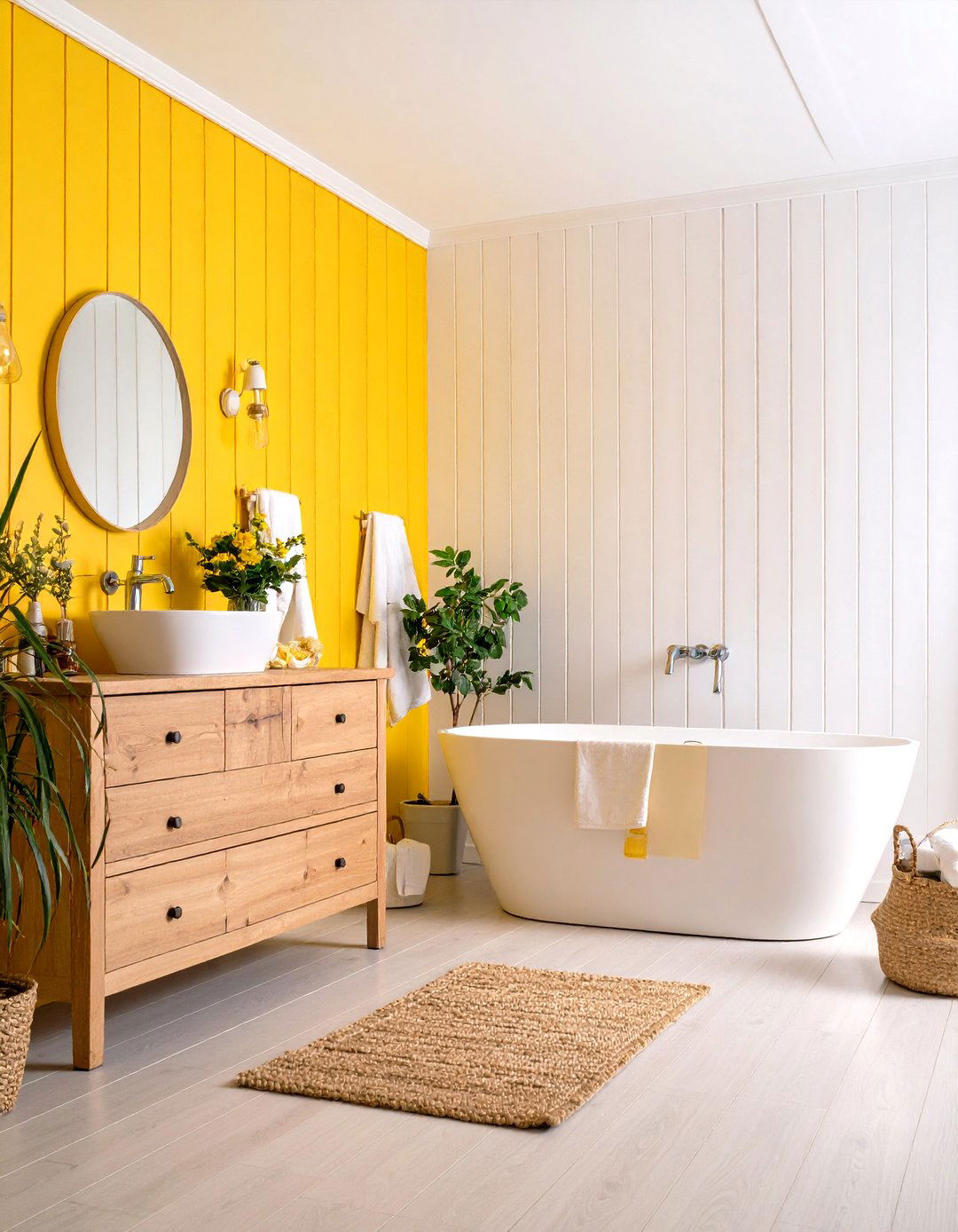 Corn Silk Yellow Coastal Cottage - 24 Yellow Bathroom Ideas