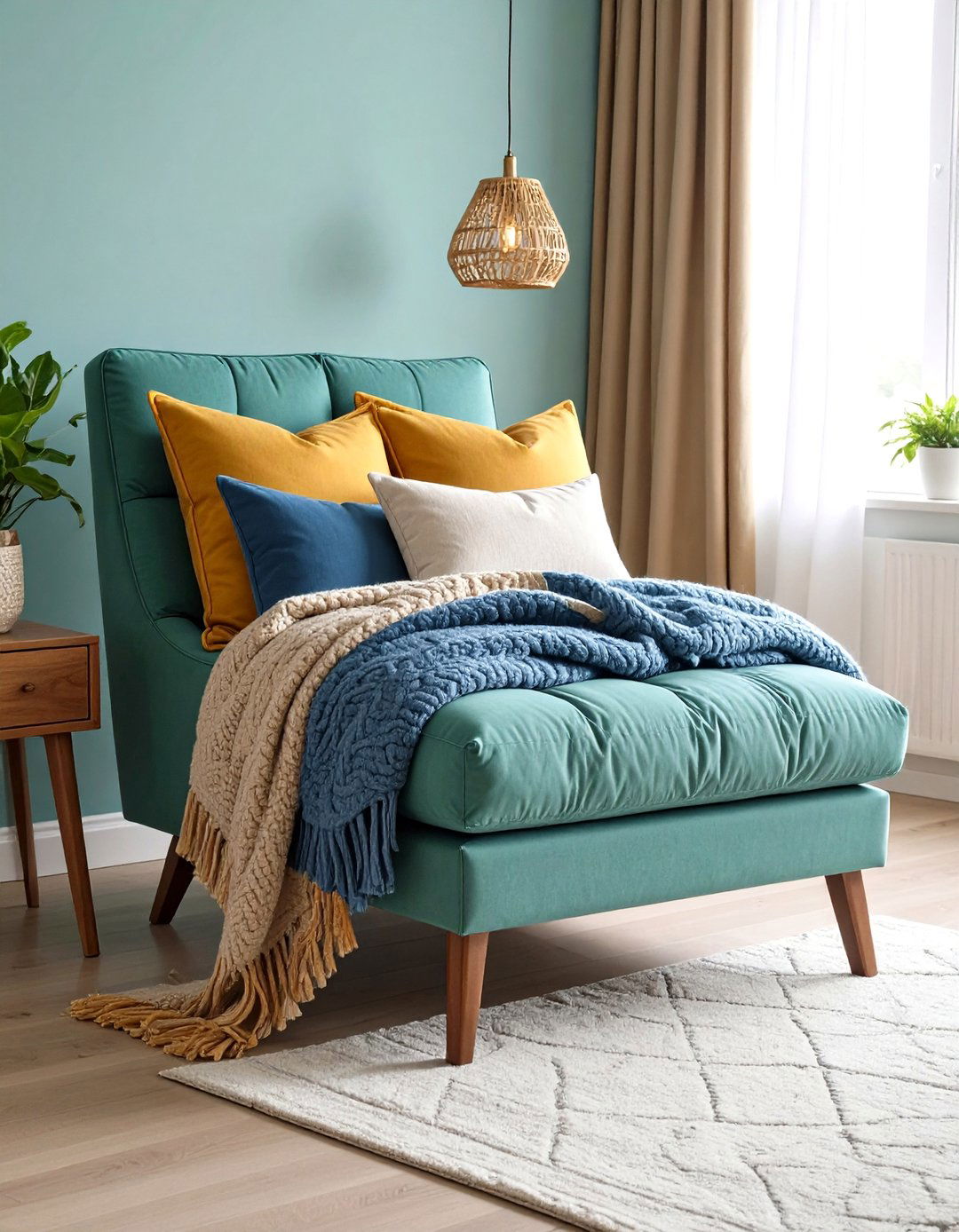 Corner Accent Chair with Throw Display - 24 Bedroom Corner Ideas
