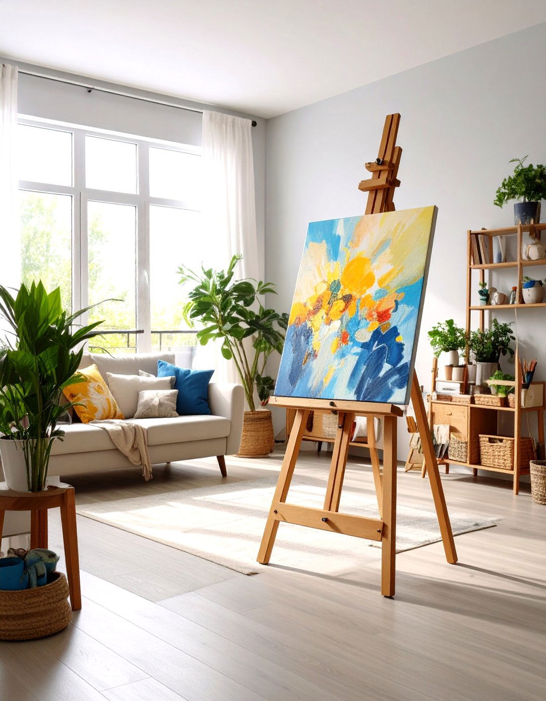 Corner Art Easel Display - 24 Living Room Corner Ideas
