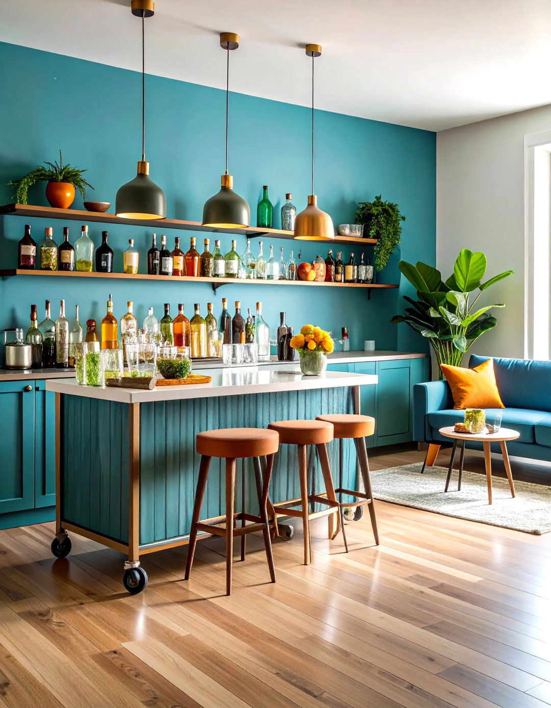 Corner Bar Cart Entertainment Station - 24 Corner Decoration Ideas