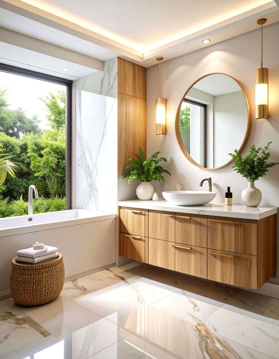Corner Bathroom Vanity with Curved Front Design - 24 Small Bathroom Vanity Ideas