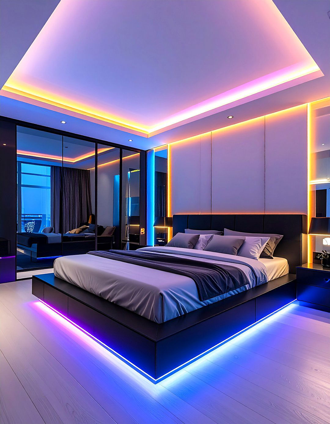 Corner Bed with LED Accent Lighting - 24 Corner Bed Ideas