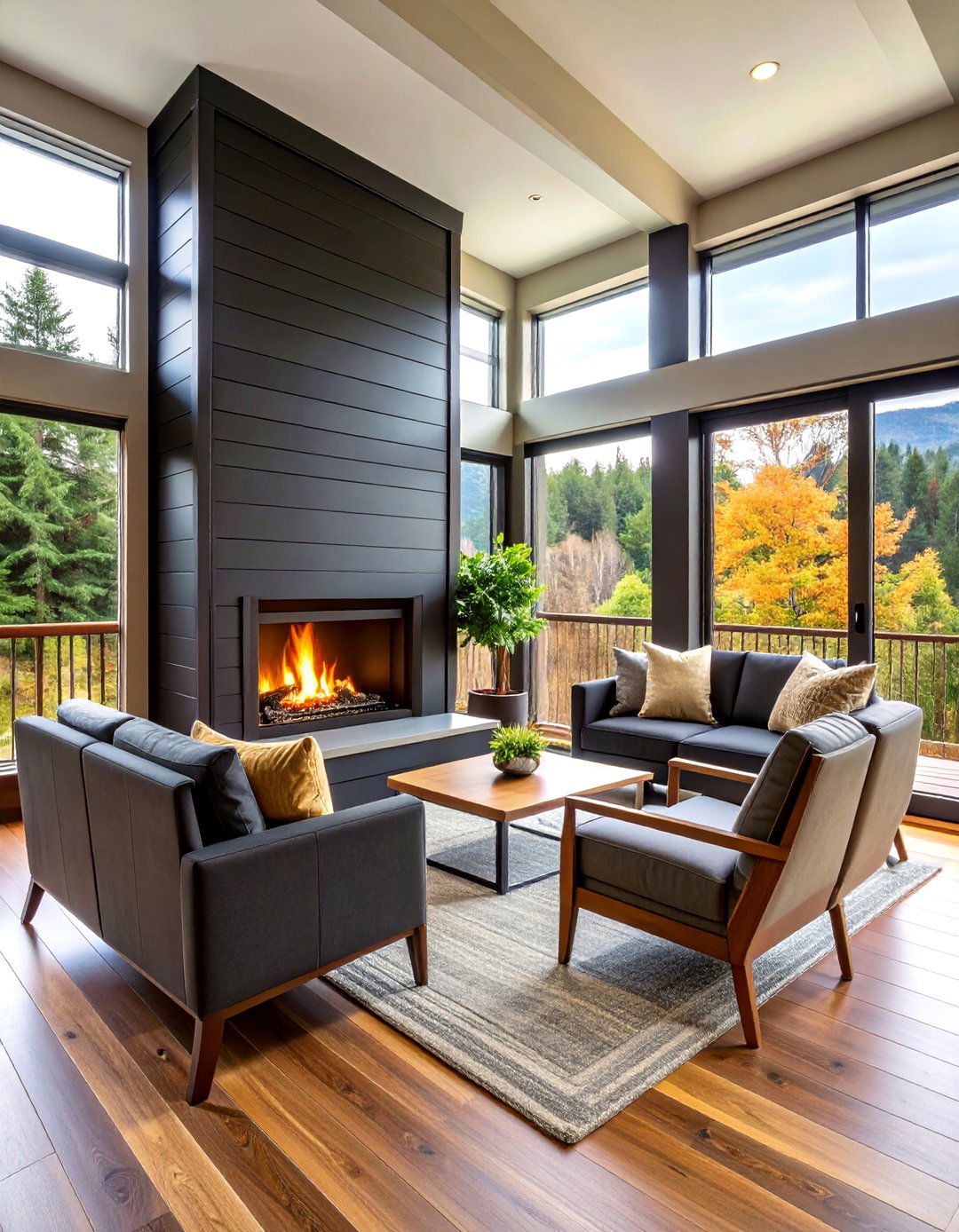 Corner Black Shiplap Fireplace Installation - 24 Black Shiplap Fireplace Ideas