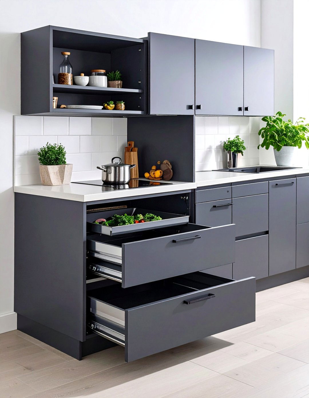 Corner Cabinet Blind Base with Full Extension Trays - 24 Blind Corner Kitchen Cabinet Ideas