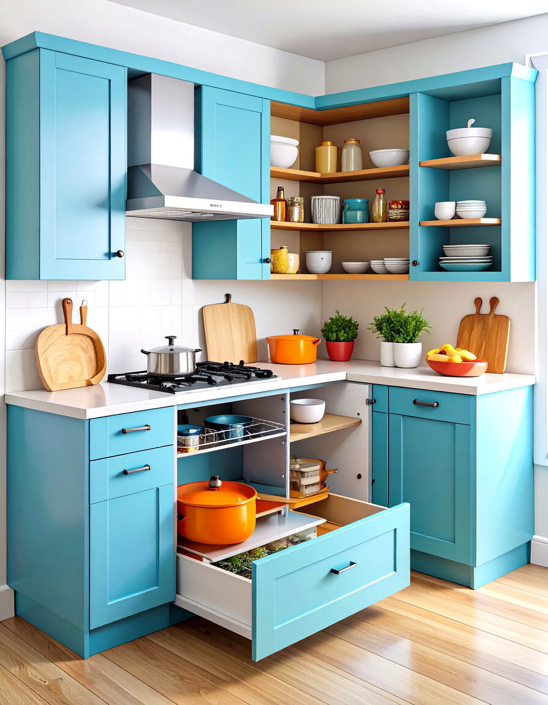 Corner Cabinet Lazy Susans - 24 Pots and Pans Storage Ideas