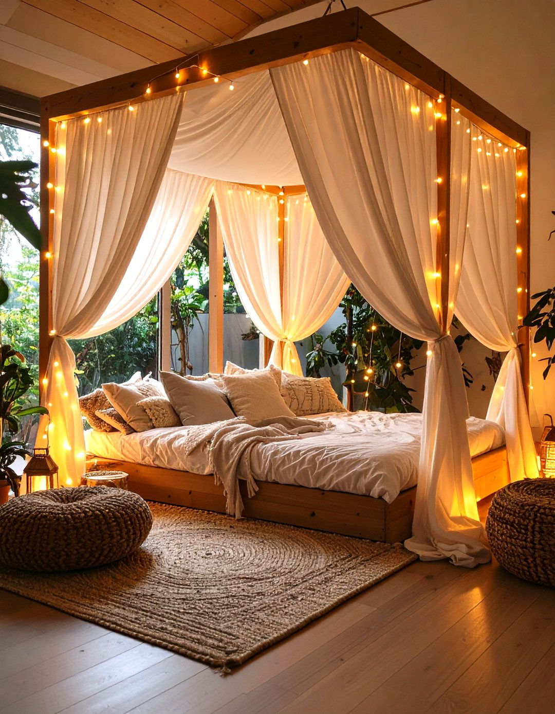 Corner Canopy Reading Retreat with Curtains - 24 Bedroom Corner Ideas