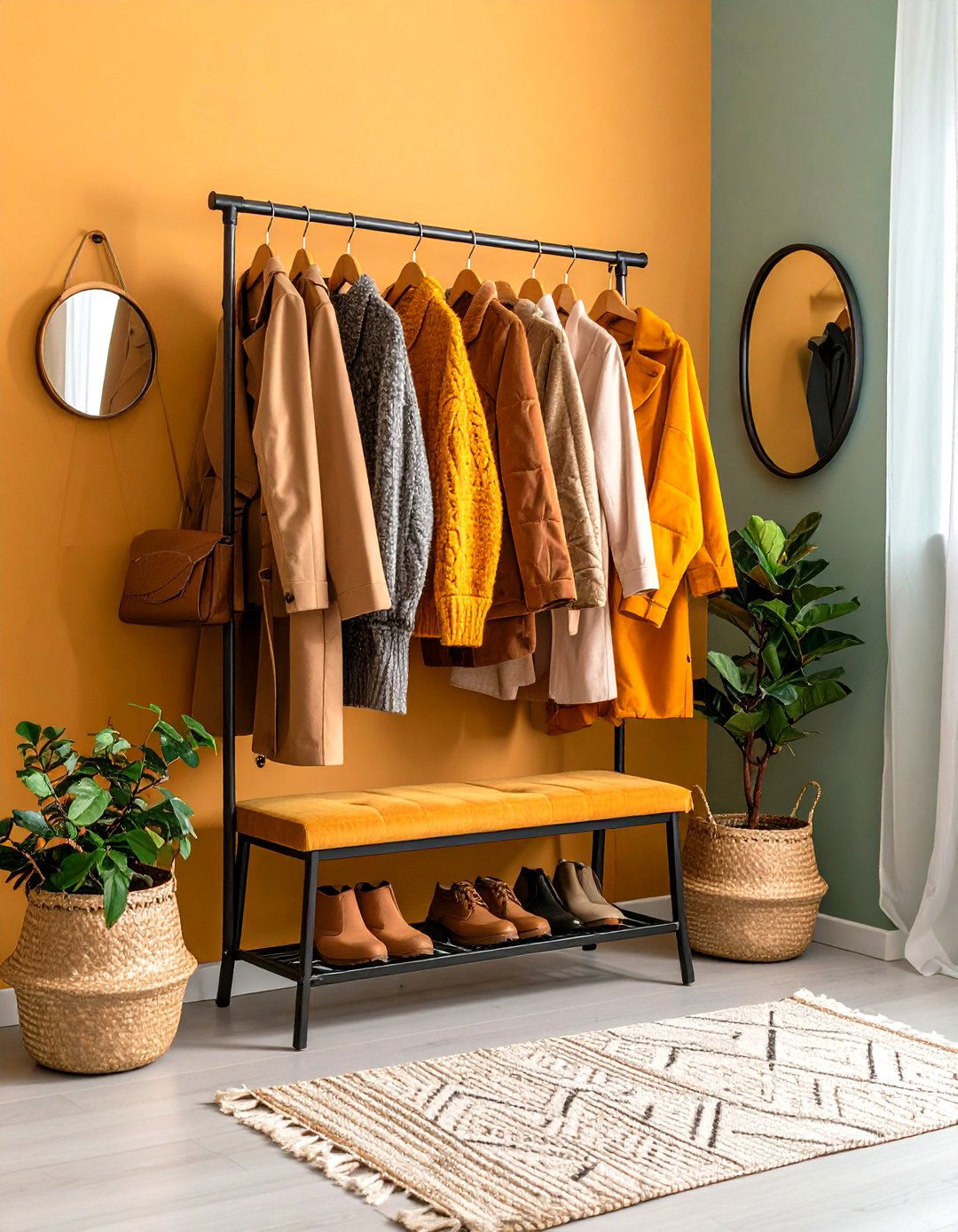 Corner Coat Rack Organization Station - 24 Corner Decoration Ideas